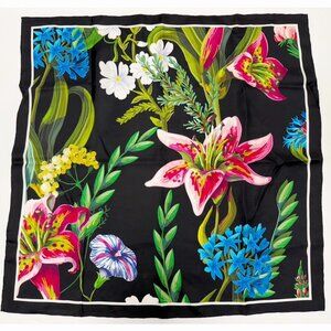 Botanical floral hand made Silk Square Scarf